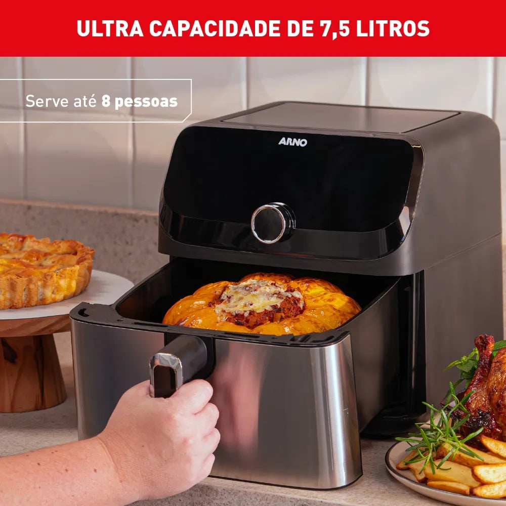 Fritadeira Air Fryer Mega Digital 7,5L Inox AFD7