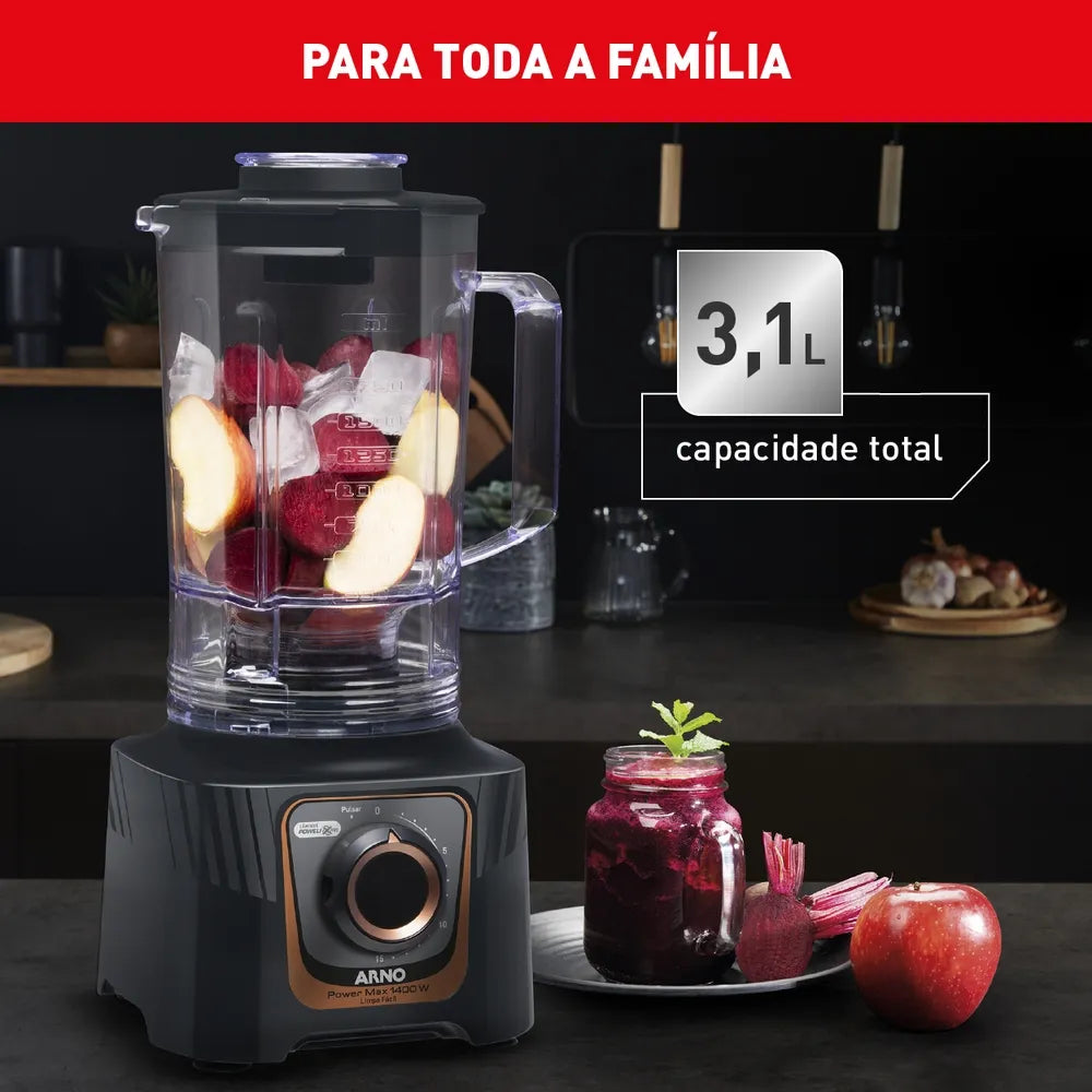Liquidificador Power Max Autolock 1400W Cinza Chumbo LN81