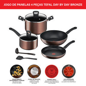 Jogo de Panelas 4 Peças Tefal Day By Day Bronze