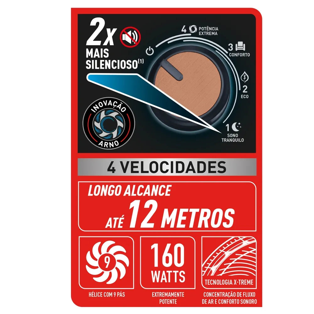 Ventilador de Mesa 40cm X-TREME 9 Pás, 4 Vel, 160W VE94